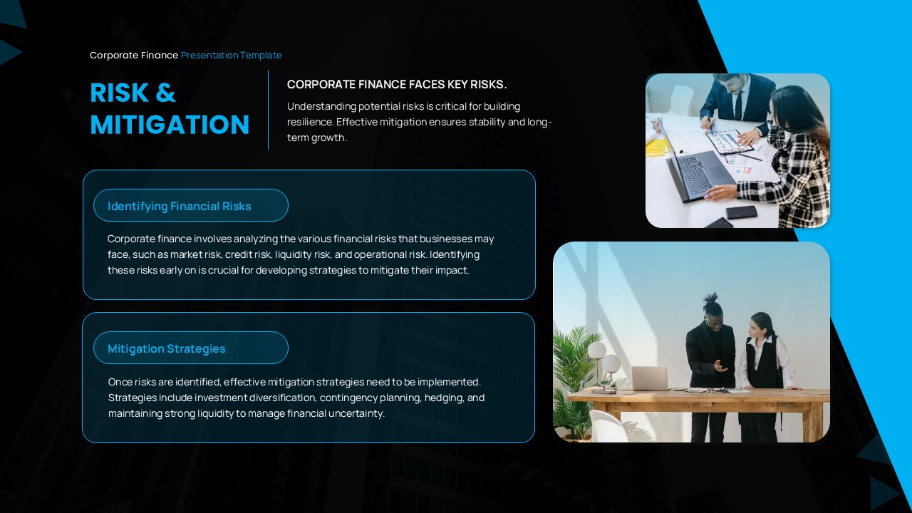 corporate finance risk mitigation slide