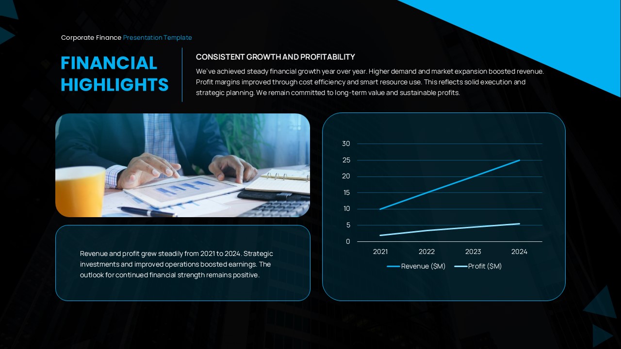financial highlights graph ppt slide
