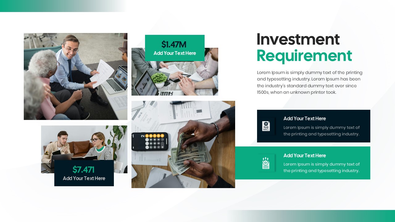 investment requirements financial presentation slides template