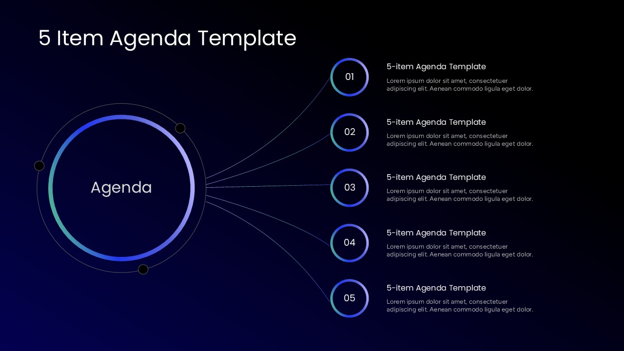 5 item agenda ppt template