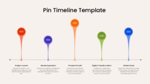 5 point pin timeline template for powerpoint