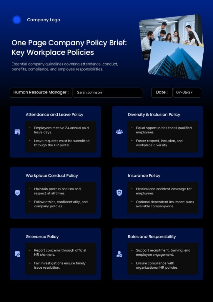 corporate company policy brief slide ppt