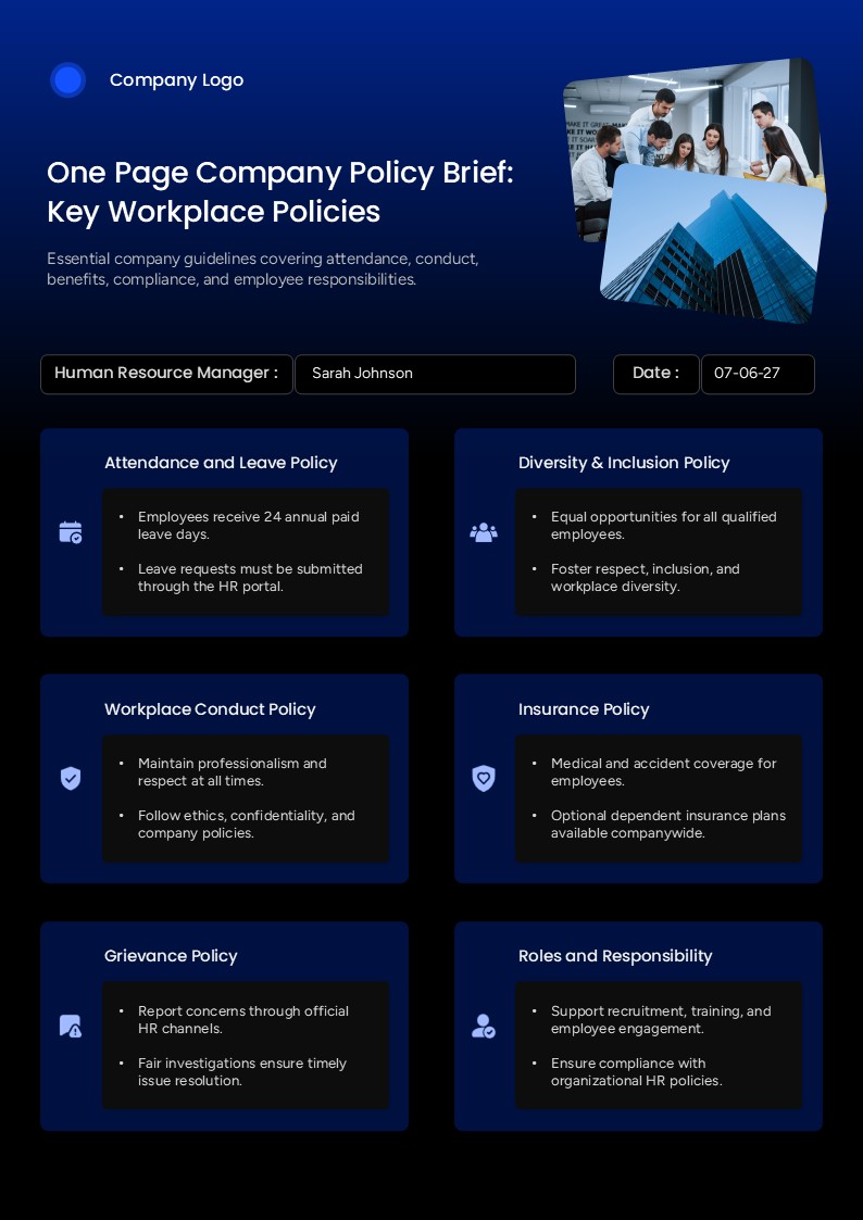 corporate company policy brief slide ppt