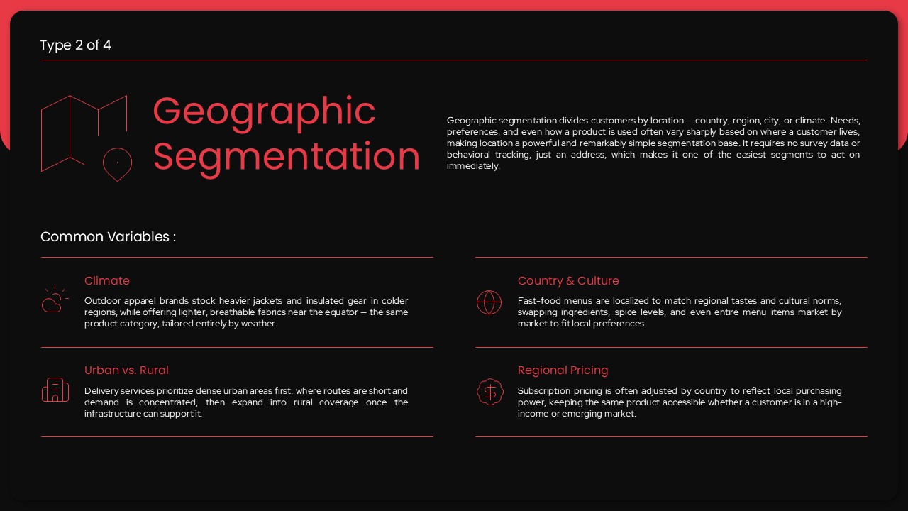 geographic segmentation marketing slide template