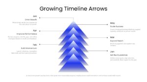 half year growing vertical timeline arrows template for ppt presentations