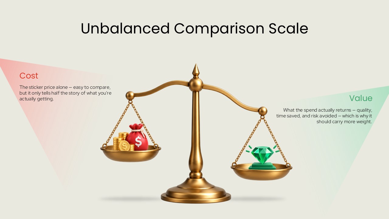 unbalanced weigh scale comparison ppt slide
