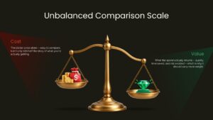 unbalanced weigh scale comparison presentation slide template