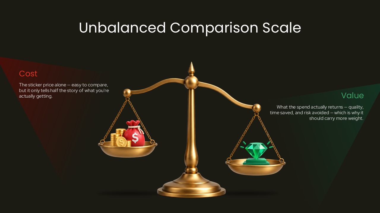 unbalanced weigh scale comparison presentation slide template