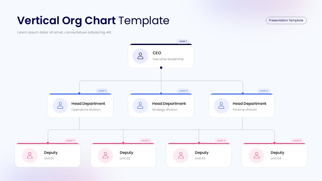 vertical organizational chart hierarchical ppt slide template