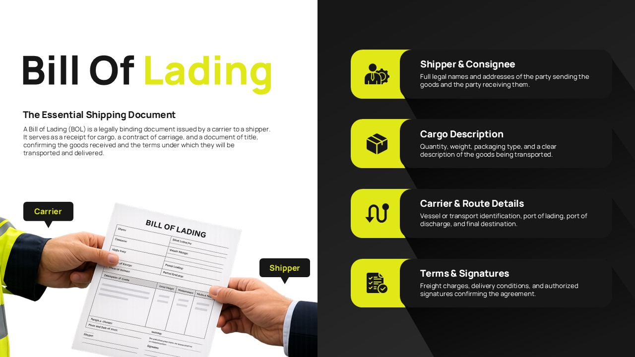 Bill of lading ppt slide template