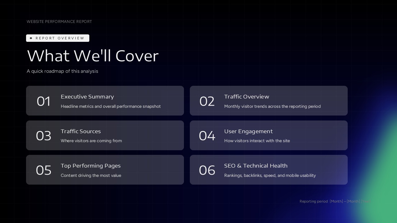 Website analysis report overview powerpoint template