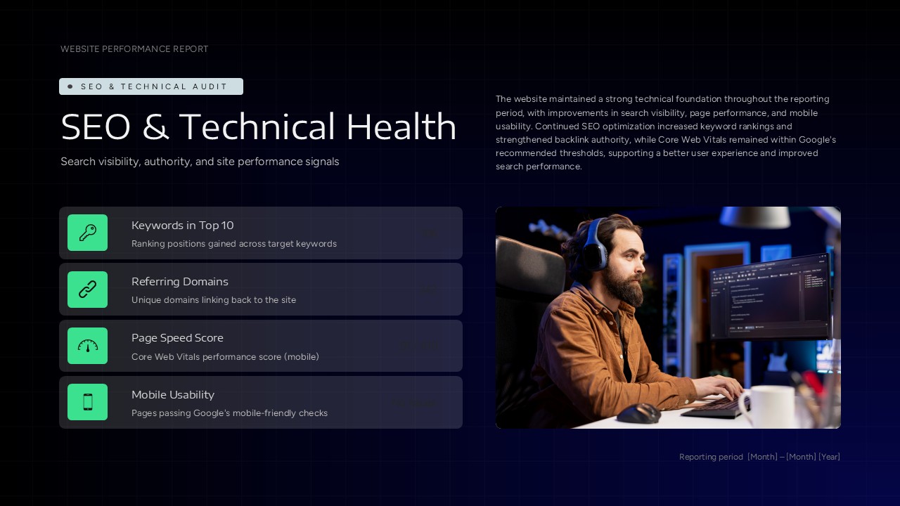 website analysis seo technical health powerpoint template